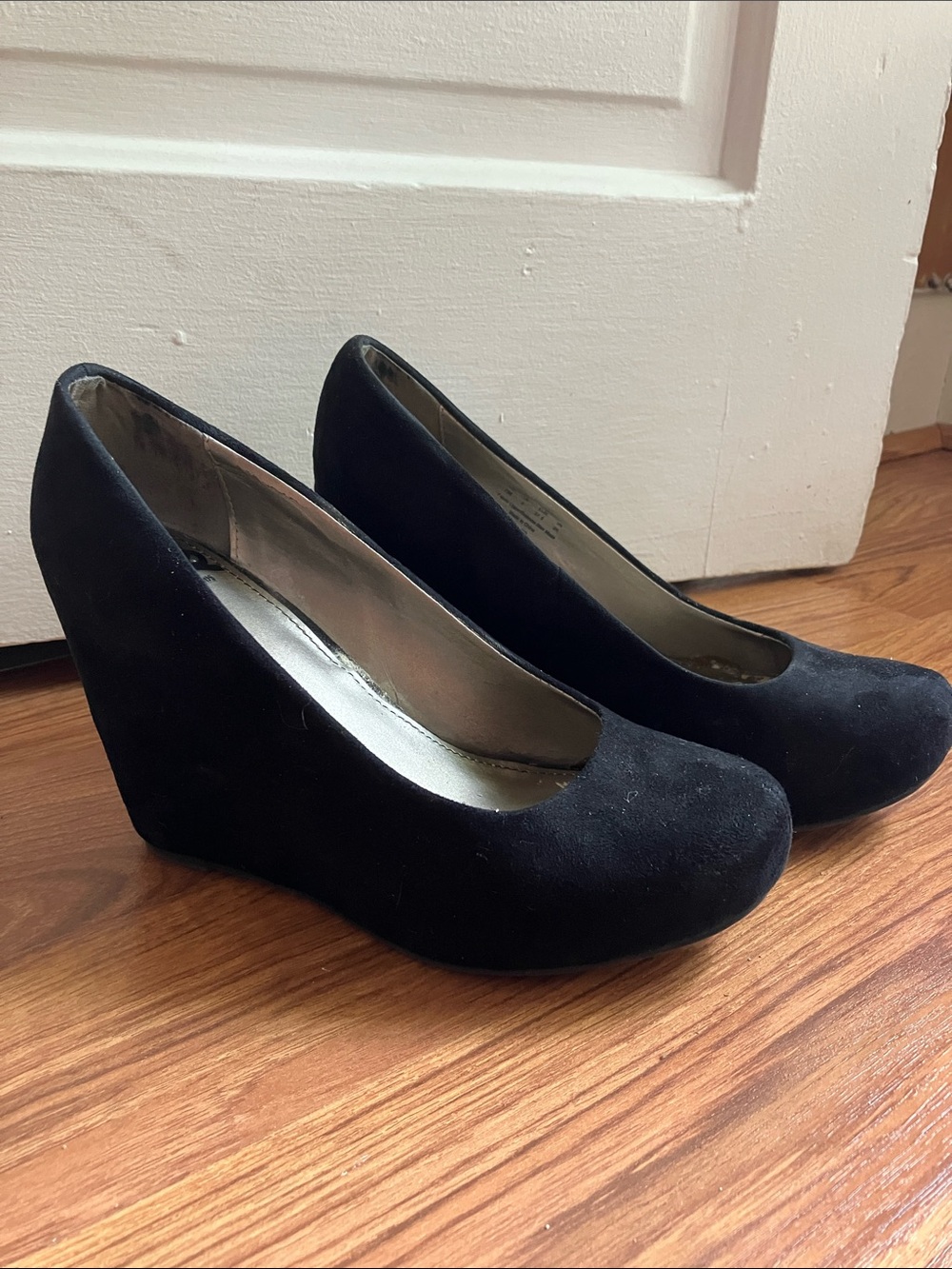 Fergalicious Women's Black Suede Wedge